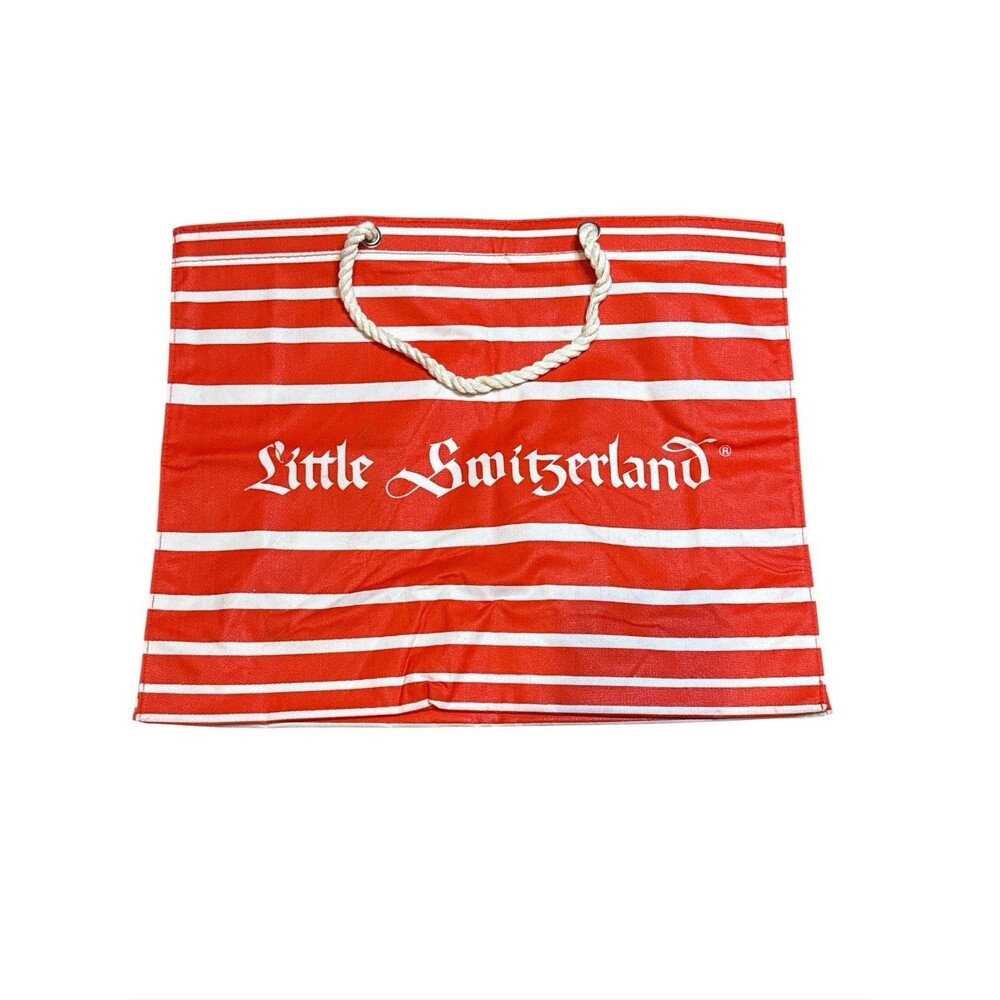 Little Switzerland Vintage 1980’s Red White Stripe‎ Beach Shoulder Bag Nautical